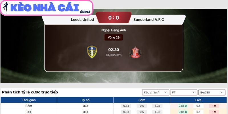 Soi kèo Leeds United vs Sunderland (02:30 ngày 04/03 | Ngoại hạng Anh): Bản lĩnh Elland Road lên tiếng 3 Kèo châu Á trận Leeds United vs Sunderland (02:30 ngày 04/03 | Ngoại hạng Anh)